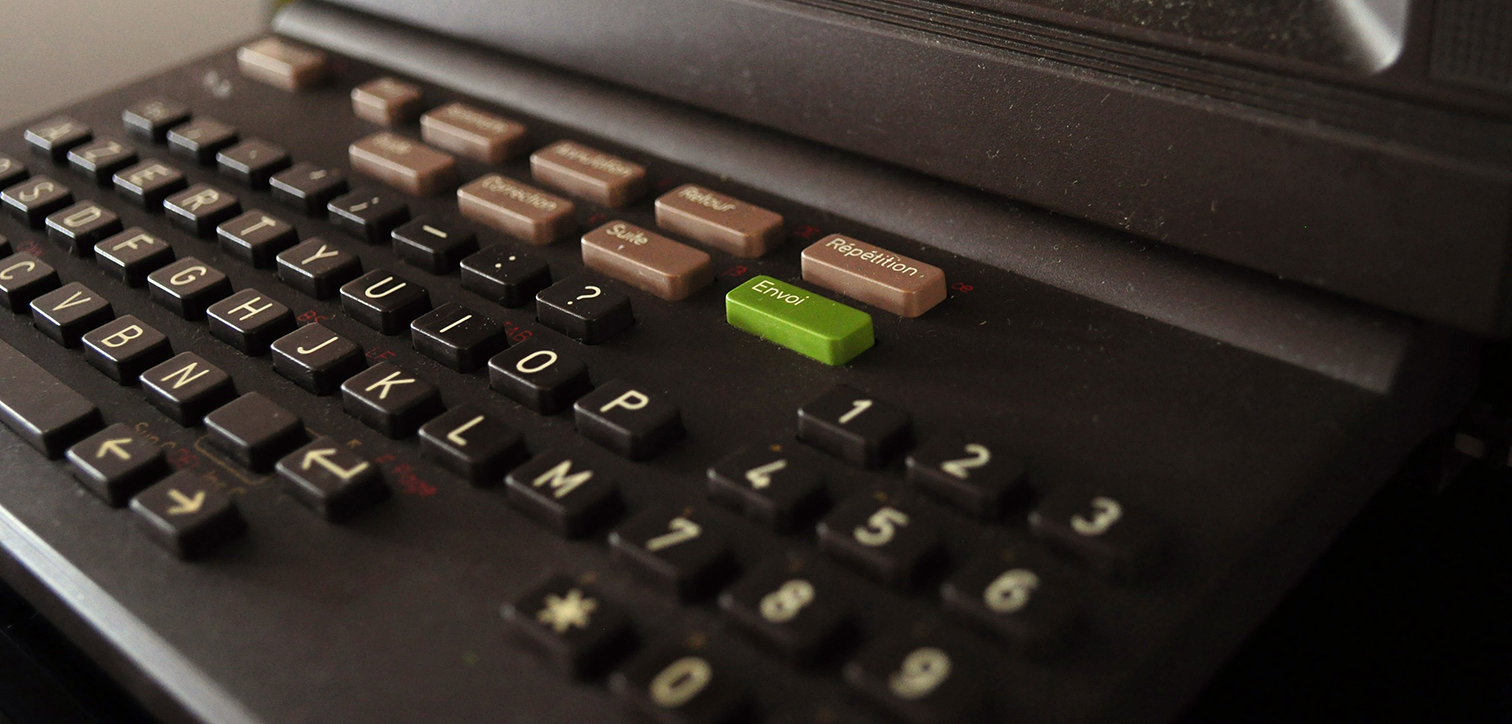 Close up of a Minitel keyboard