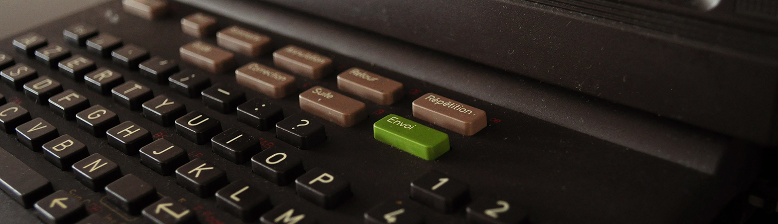 Close up of a Minitel keyboard